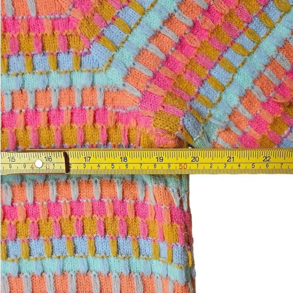BiBi Abstract Striped Knit Short Sleeve Sweater Size Large